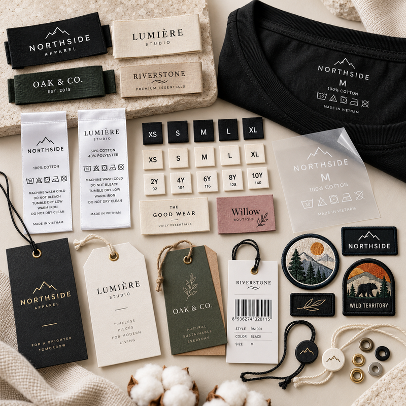 Custom Garment Labels, Tags, Branding & Packaging Accessories